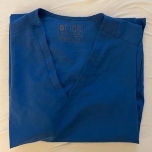 Figs Casma Three-Pocket Scrub Top in Royal Blue